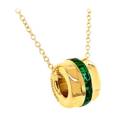Garavelli Pendentif en or jaune 18 carats avec chaîne et émeraudes sculptées