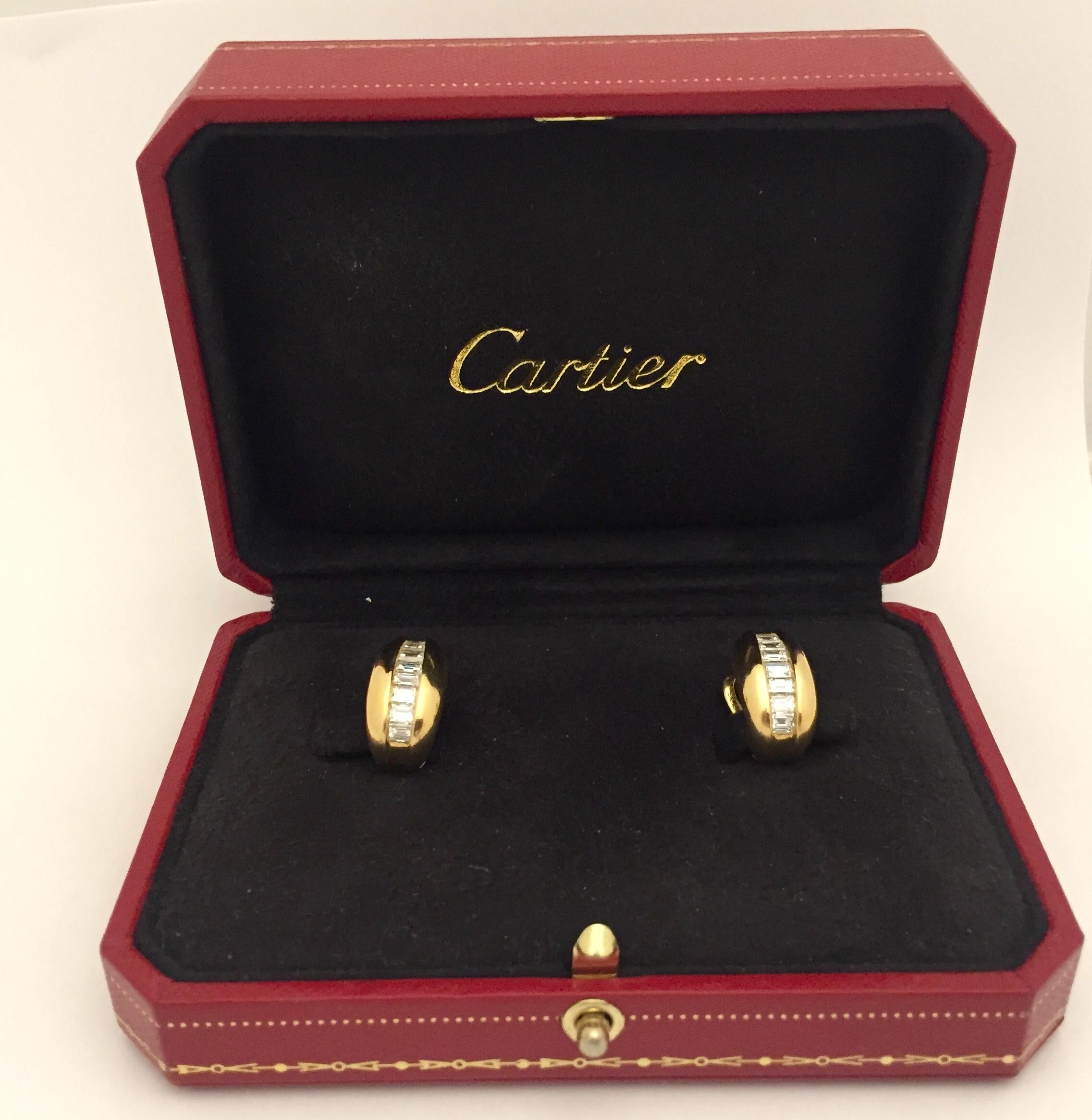 18 Karat Yellow Gold Cartier Diamond Earrings, from the 