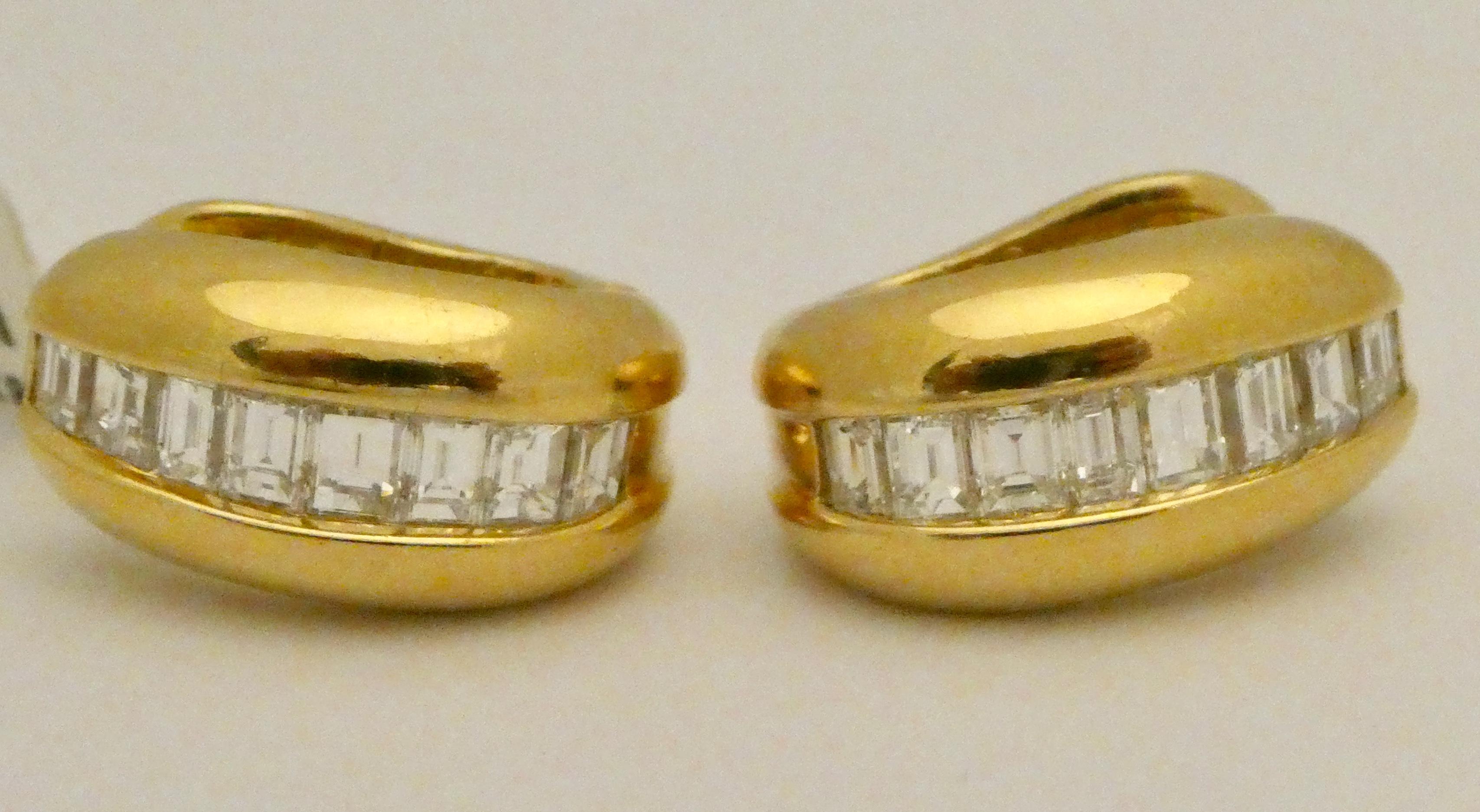 Contemporary 18 Karat Yellow Gold Cartier Diamond Earrings, from the 