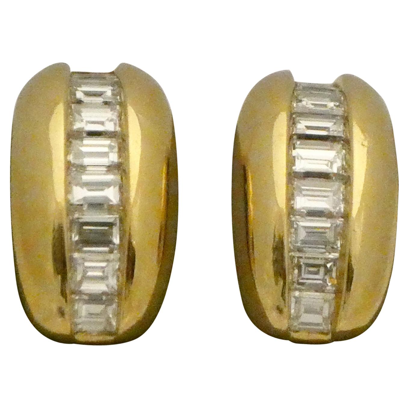 18 Karat Yellow Gold Cartier Diamond Earrings, from the "Odin" Collection
