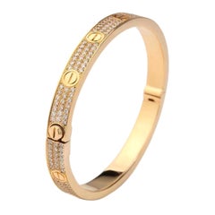 18 Karat Yellow Gold Cartier Love Bracelet with Pave Diamonds