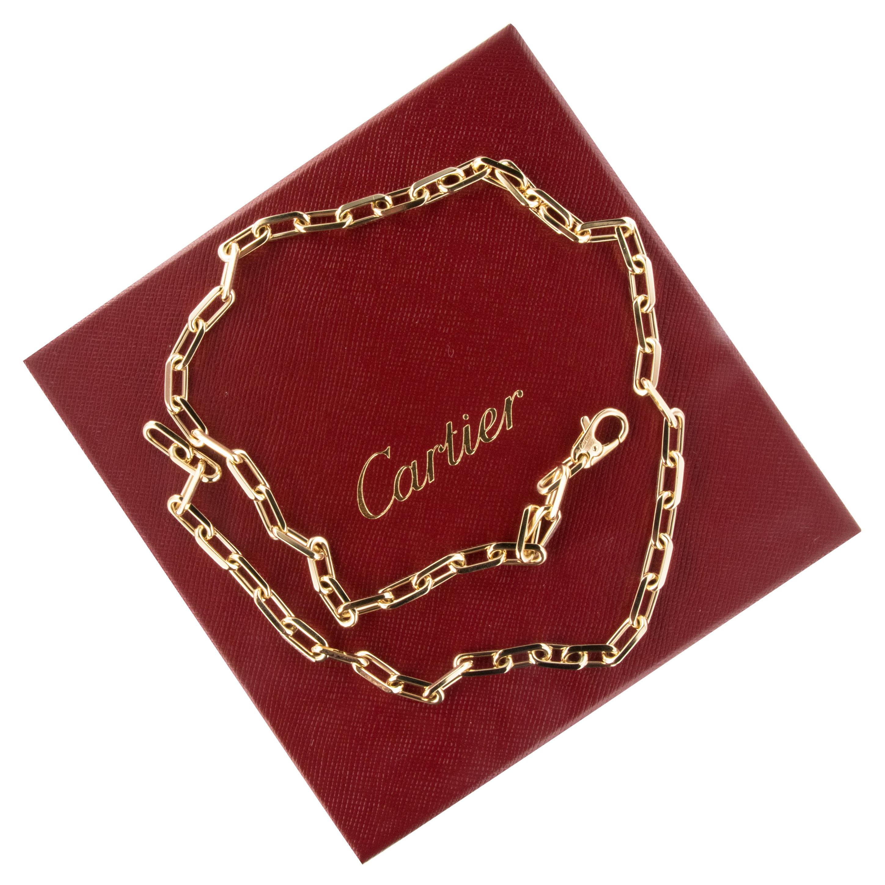 18 Karat Yellow Gold Cartier Santos-Dumont Chain Necklace with Box & Papers