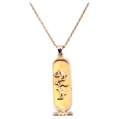 18 Karat Yellow Gold Cartouche Necklace