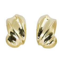 Yellow Gold Carved Clip Earrings