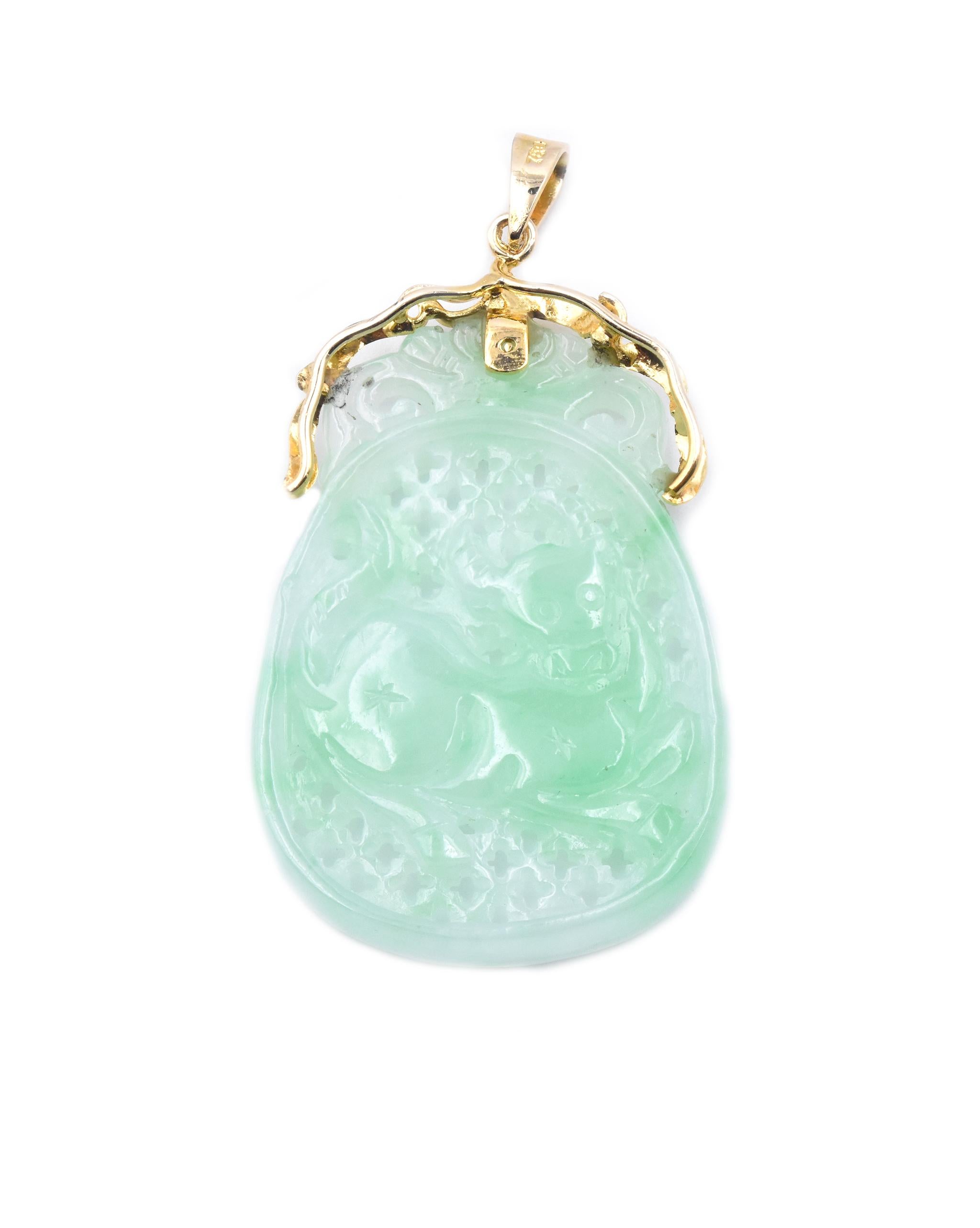 18k gold jade pendant