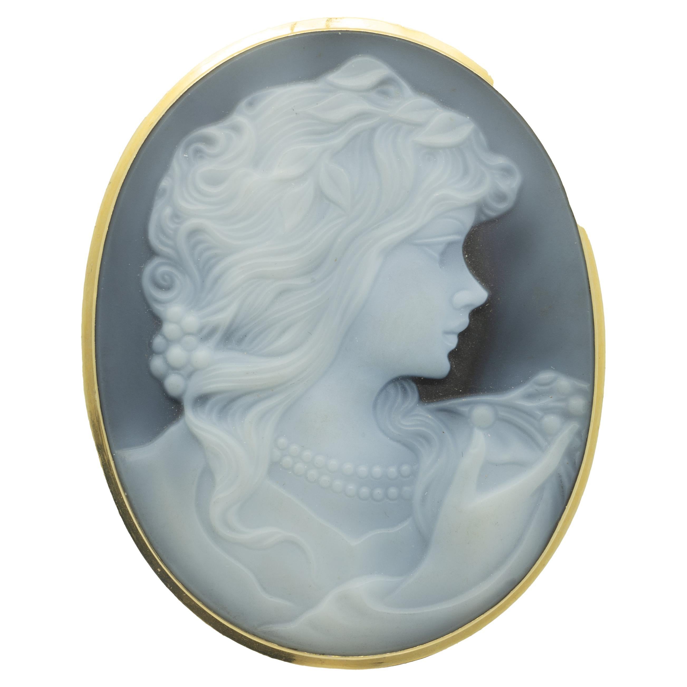 18 Karat Yellow Gold Carved Onyx Cameo Pin / Pendant