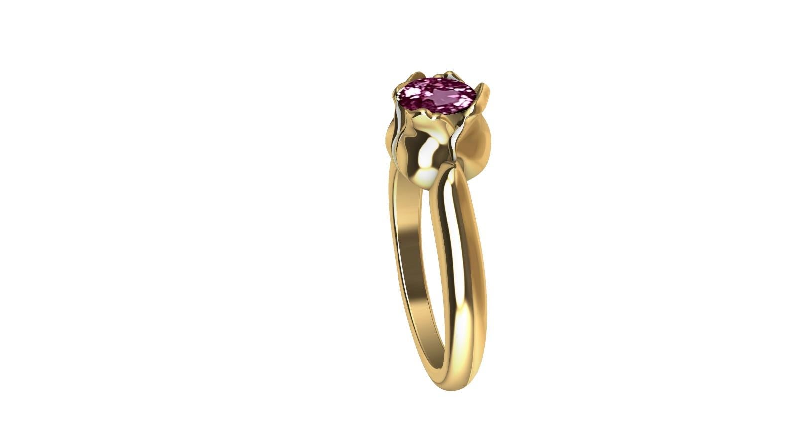 For Sale:  18 Karat Yellow Gold Ceritfied Pink Sapphire 1.18 Carat Tulip Ring 10