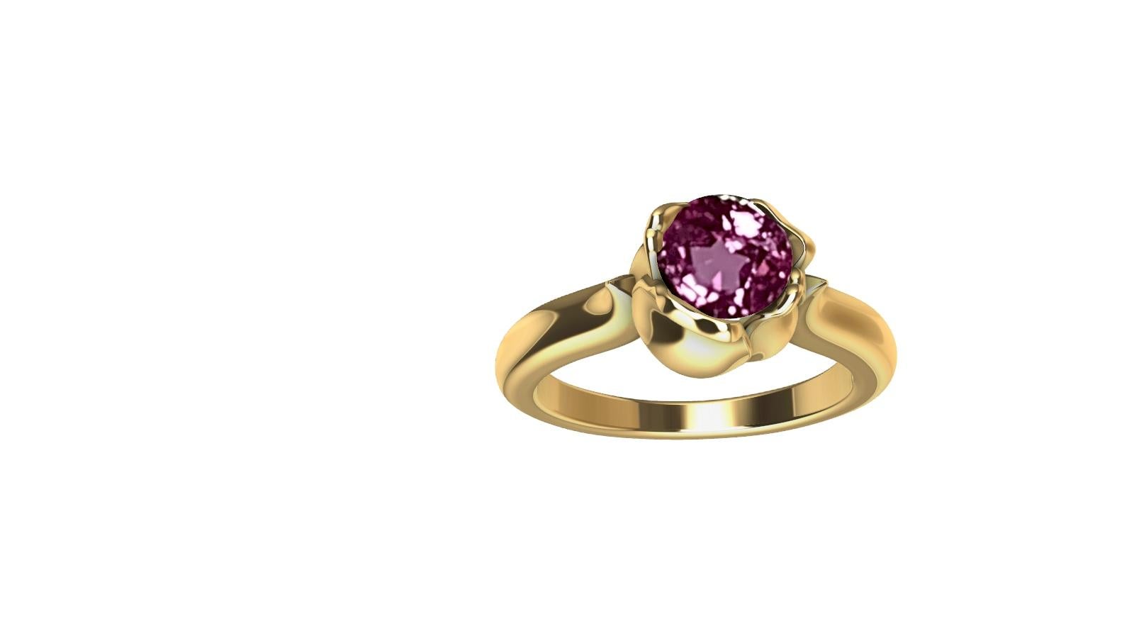 For Sale:  18 Karat Yellow Gold Ceritfied Pink Sapphire 1.18 Carat Tulip Ring 2