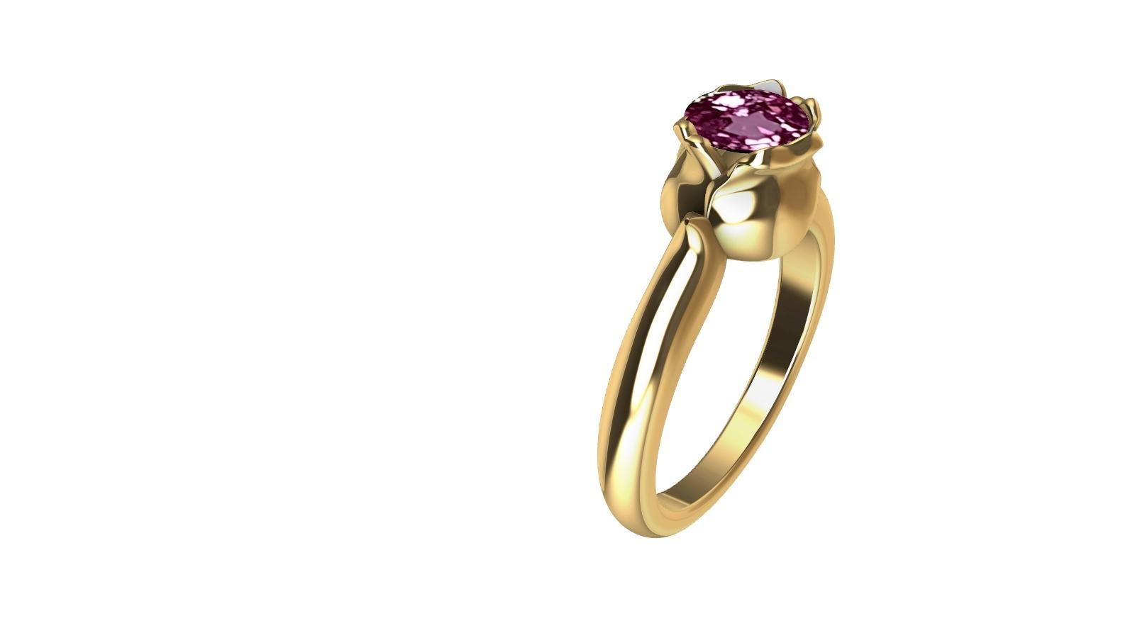For Sale:  18 Karat Yellow Gold Ceritfied Pink Sapphire 1.18 Carat Tulip Ring 4