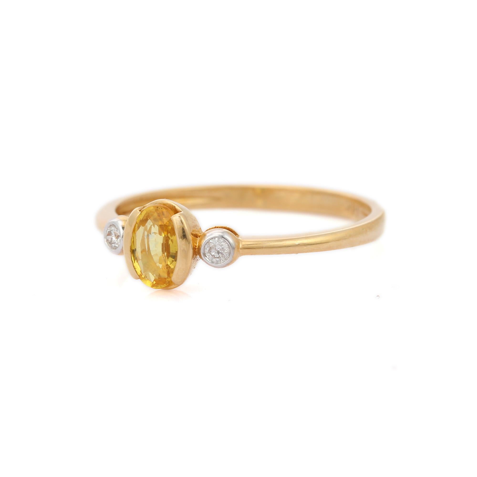 For Sale:  18 Karat Yellow Gold Ceritfied Yellow Sapphire 0.51 Carat with Diamond Ring 4