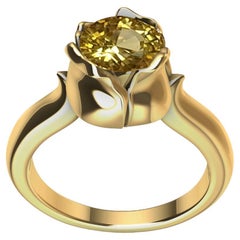 18 Karat Yellow Gold Ceritfied Yellow Sapphire 1.37 Carat Tulip Ring