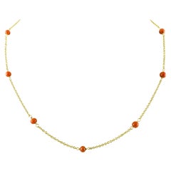 18 Karat Yellow Gold Chain and stones Necklace 18 Karat Yellow Gold Chain and stones Necklace