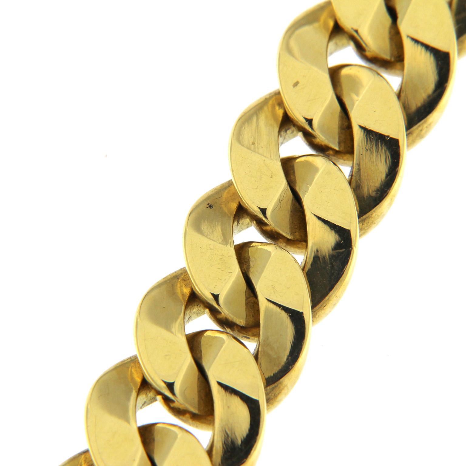 18 Karat Yellow Gold Chain Massif Bracelet In New Condition In Milano, Lombardia