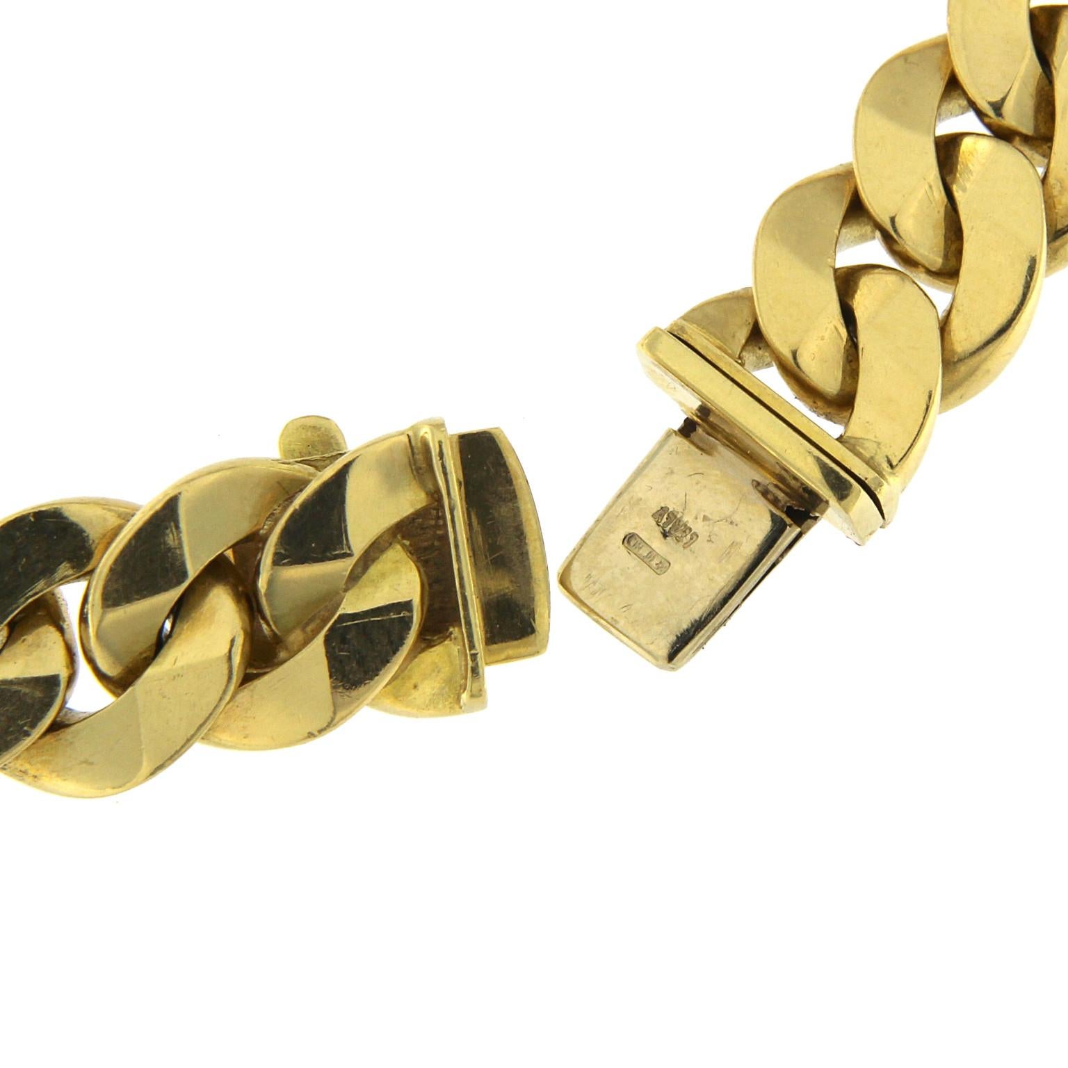 Women's or Men's 18 Karat Yellow Gold Chain Massif Bracelet
