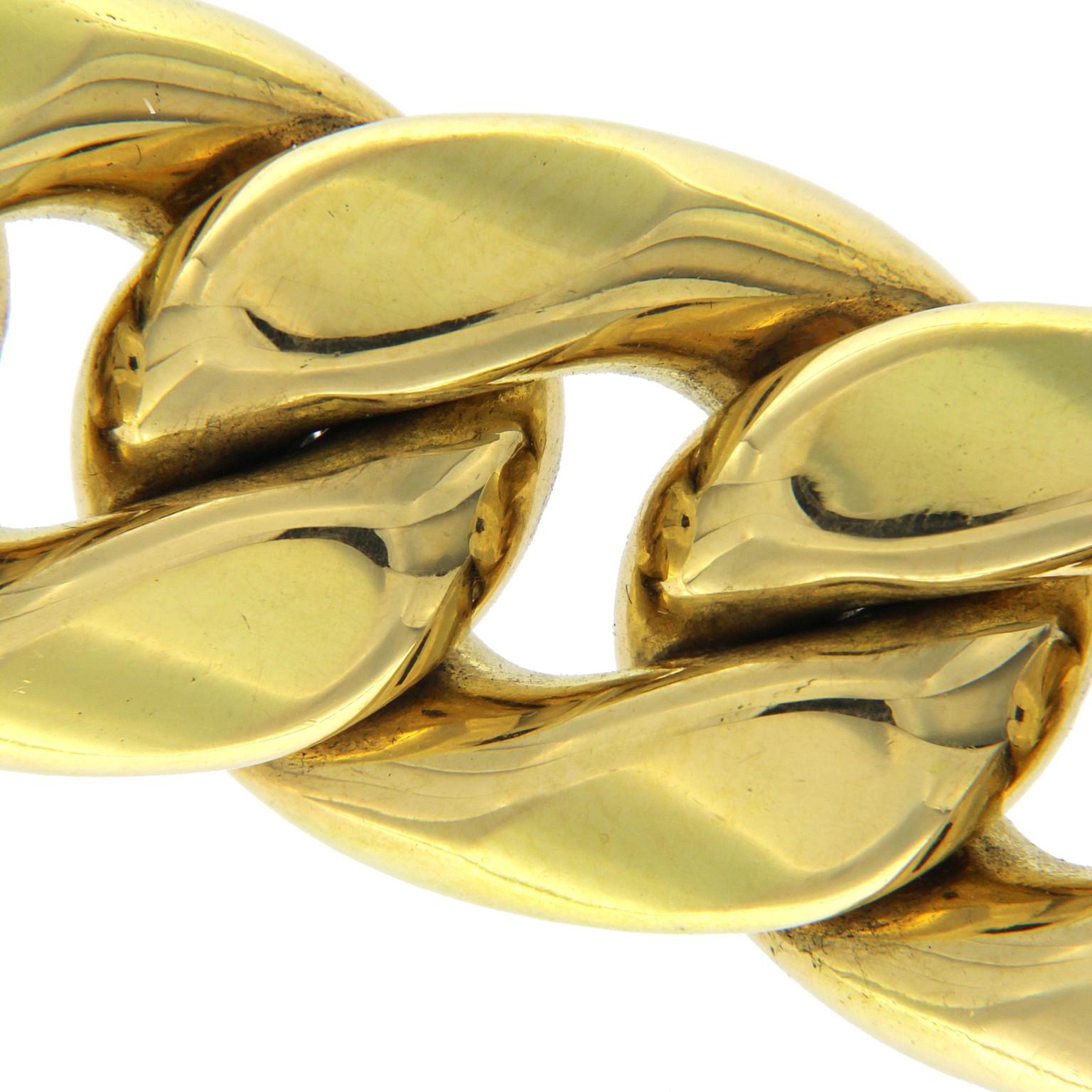 18 Karat Yellow Gold Chain Massif Effect Bracelet In New Condition In Milano, Lombardia