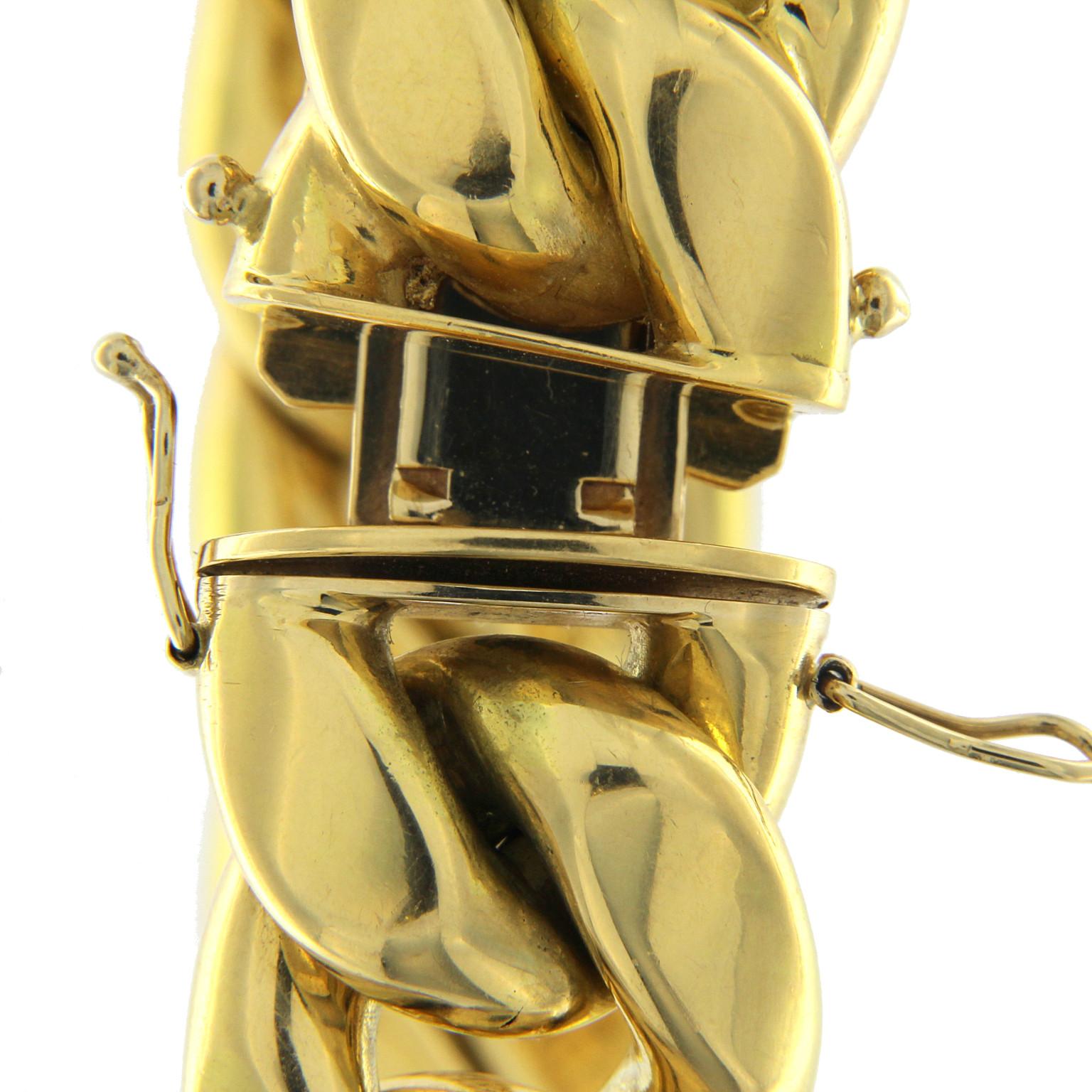 Women's or Men's 18 Karat Yellow Gold Chain Massif Effect Bracelet