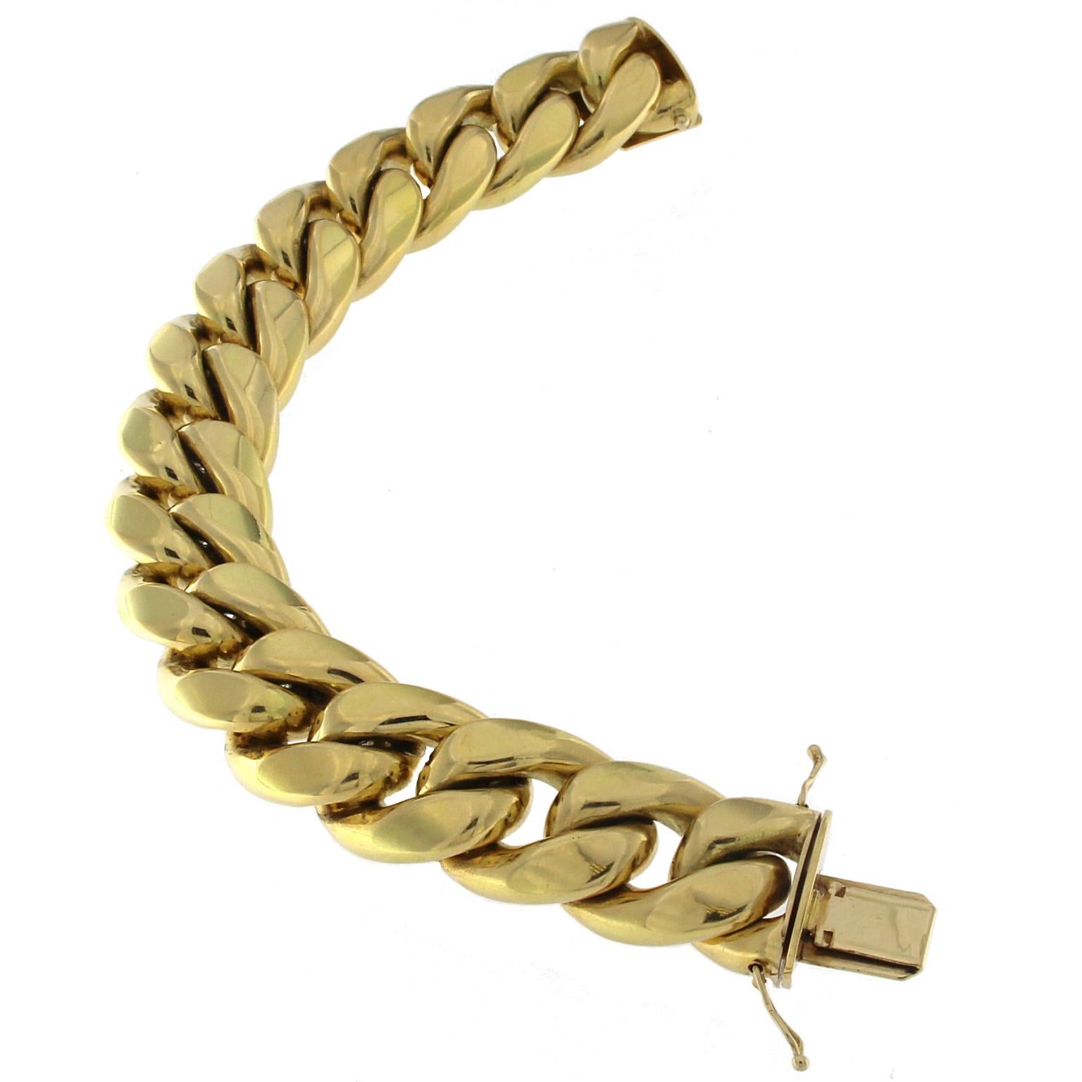 18 Karat Yellow Gold Chain Massif Effect Bracelet 1