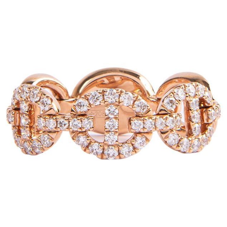 18 Karat Yellow Gold Chain Ring Brigth Diamonds For Sale at 1stDibs