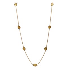 18 Karat Yellow Gold Chain Set with Rosecuts Yellow Sapphire by Marion Jeantet