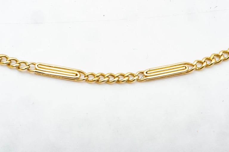 Artisan 18 Karat Yellow Gold Chain with 2 Decorations For Sale