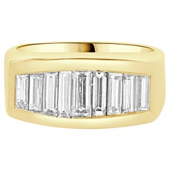 18 Karat Yellow Gold Channel Set Baguette Diamond Ring