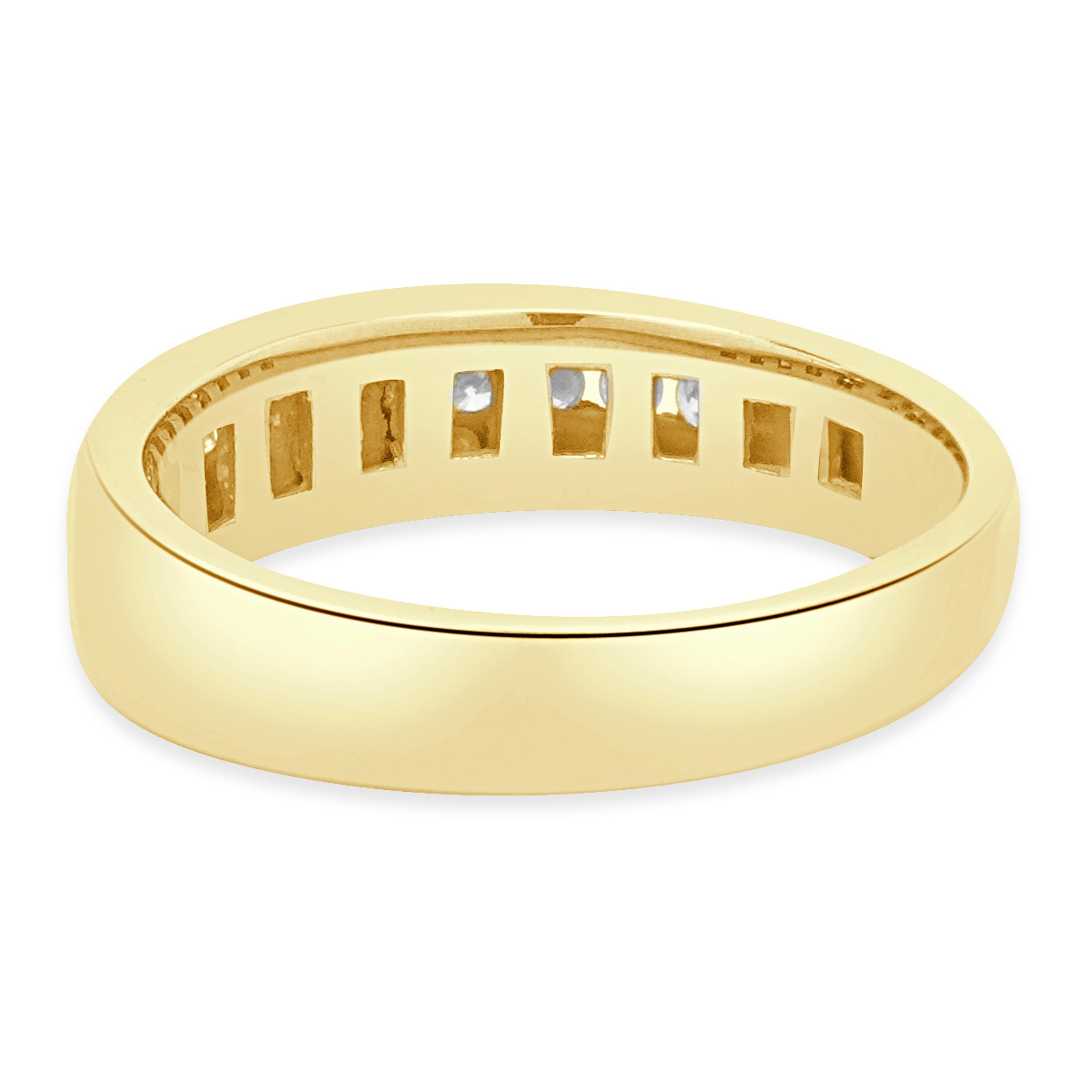Brilliant Cut 18 Karat Yellow Gold Channel Set Diamond Band For Sale
