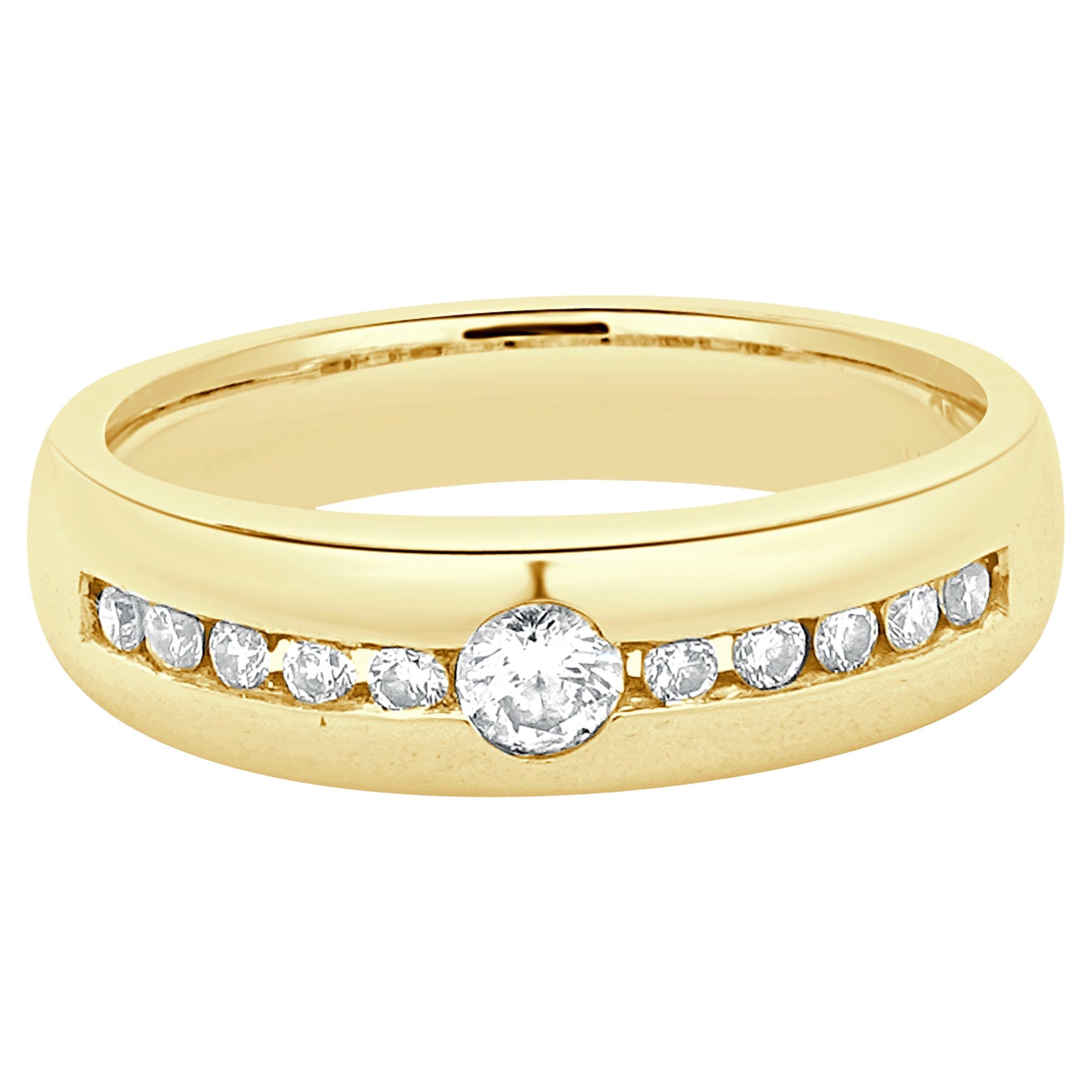 18 Karat Yellow Gold Channel Set Diamond Band For Sale