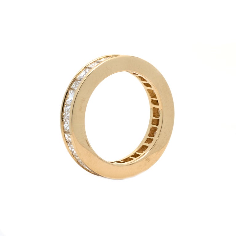 18 Karat Yellow Gold Channel Set Diamond Eternity Band For Sale at 1stDibs