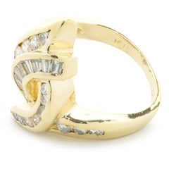18 Karat Gelbgold Knotenring mit Diamanten in Kanalfassung