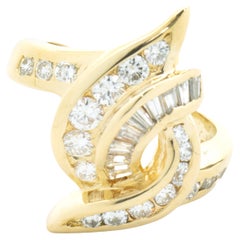 18 Karat Yellow Gold Channel Set Diamond Knot Ring
