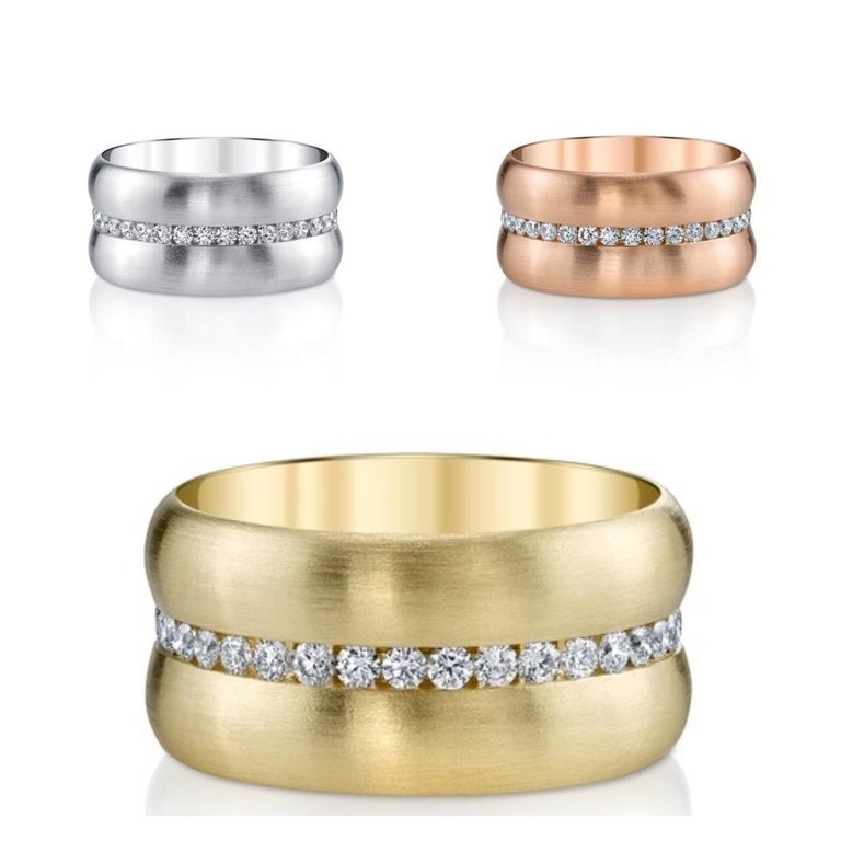 18 Karat Yellow Gold Channel Set Eternity Wide Band For Sale at 1stDibs