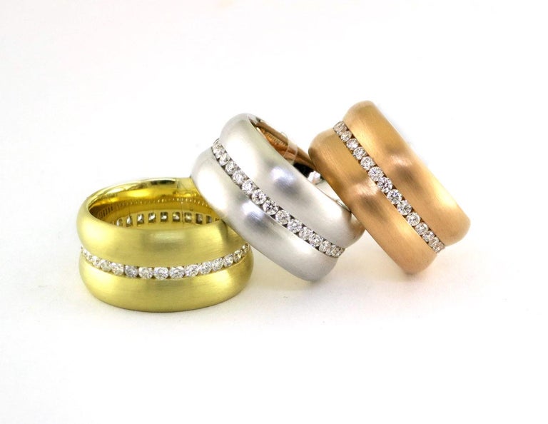 18 Karat Yellow Gold Channel Set Eternity Wide Band For Sale at 1stDibs