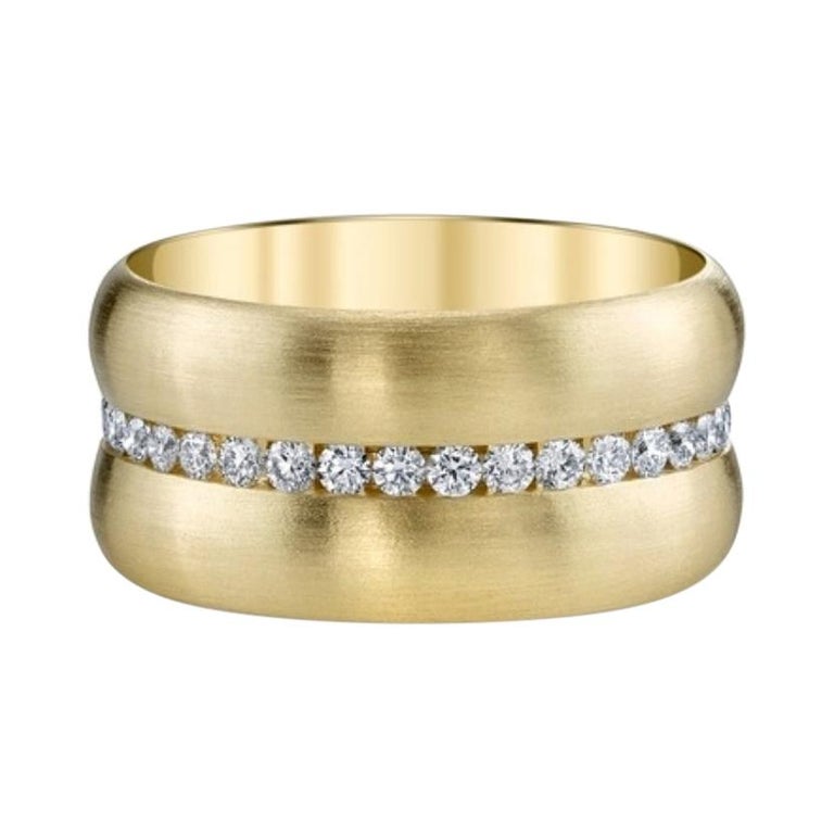 18 Karat Yellow Gold Channel Set Eternity Wide Band For Sale at 1stDibs