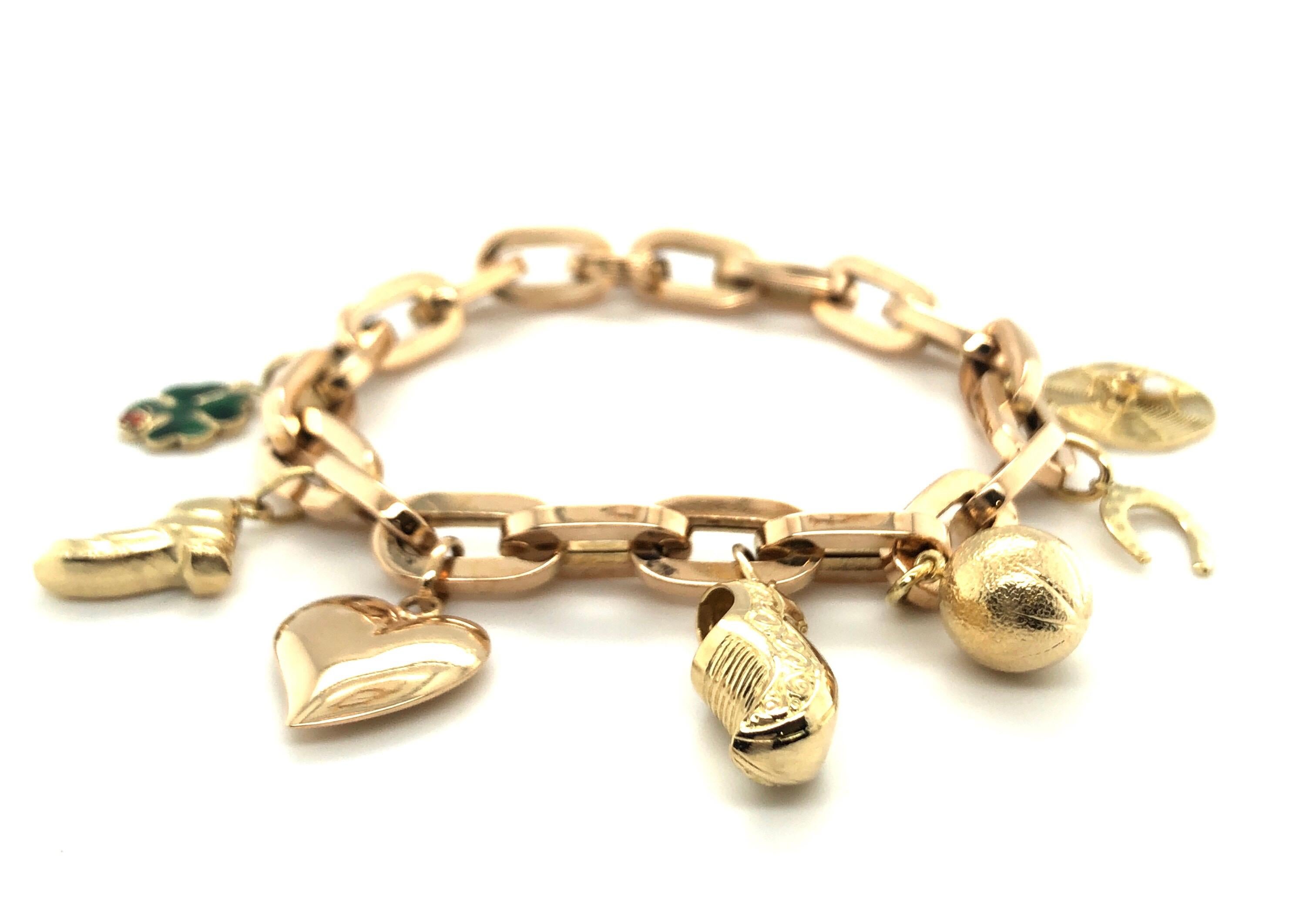 18 Karat Yellow Gold Charm Bracelet 4