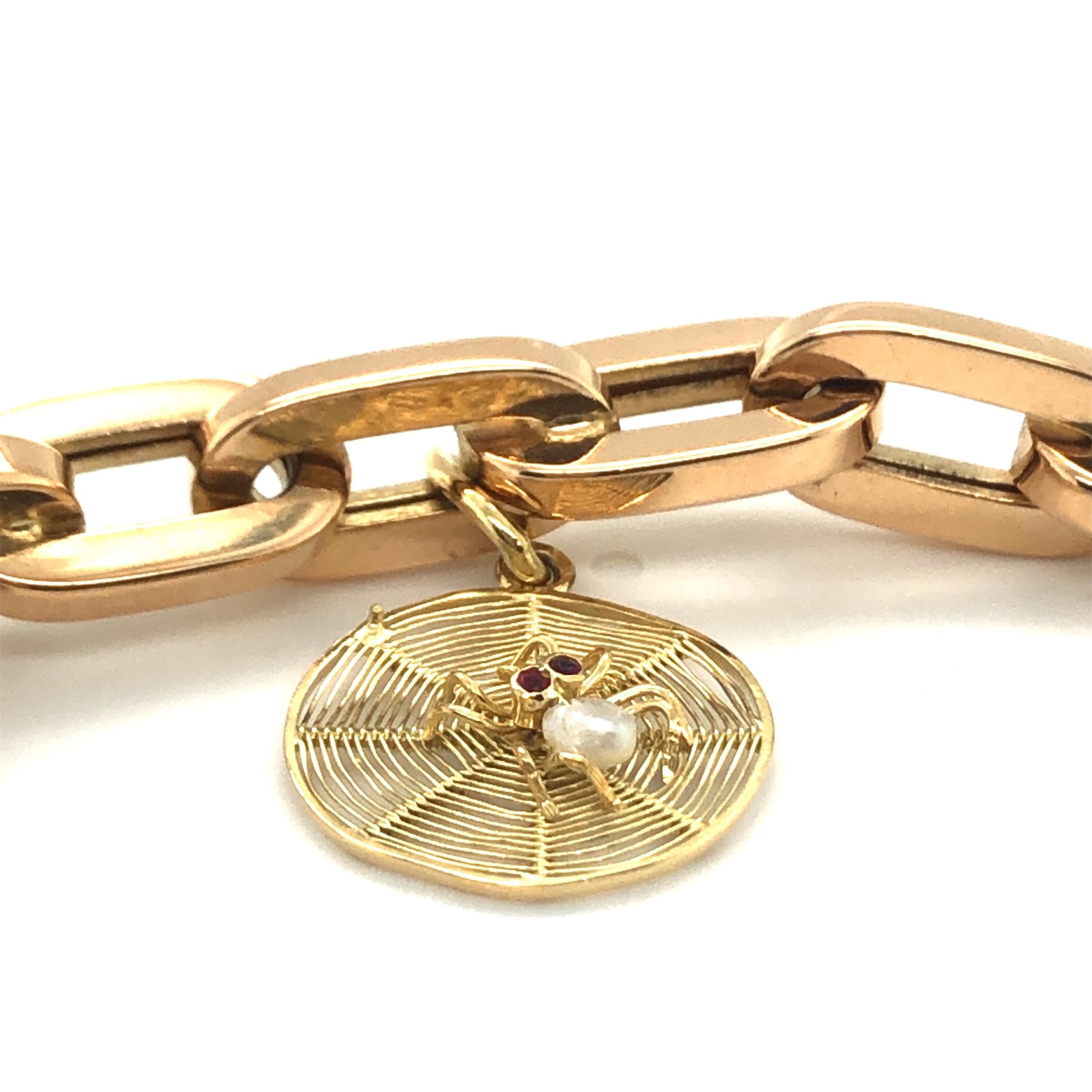 Modern 18 Karat Yellow Gold Charm Bracelet