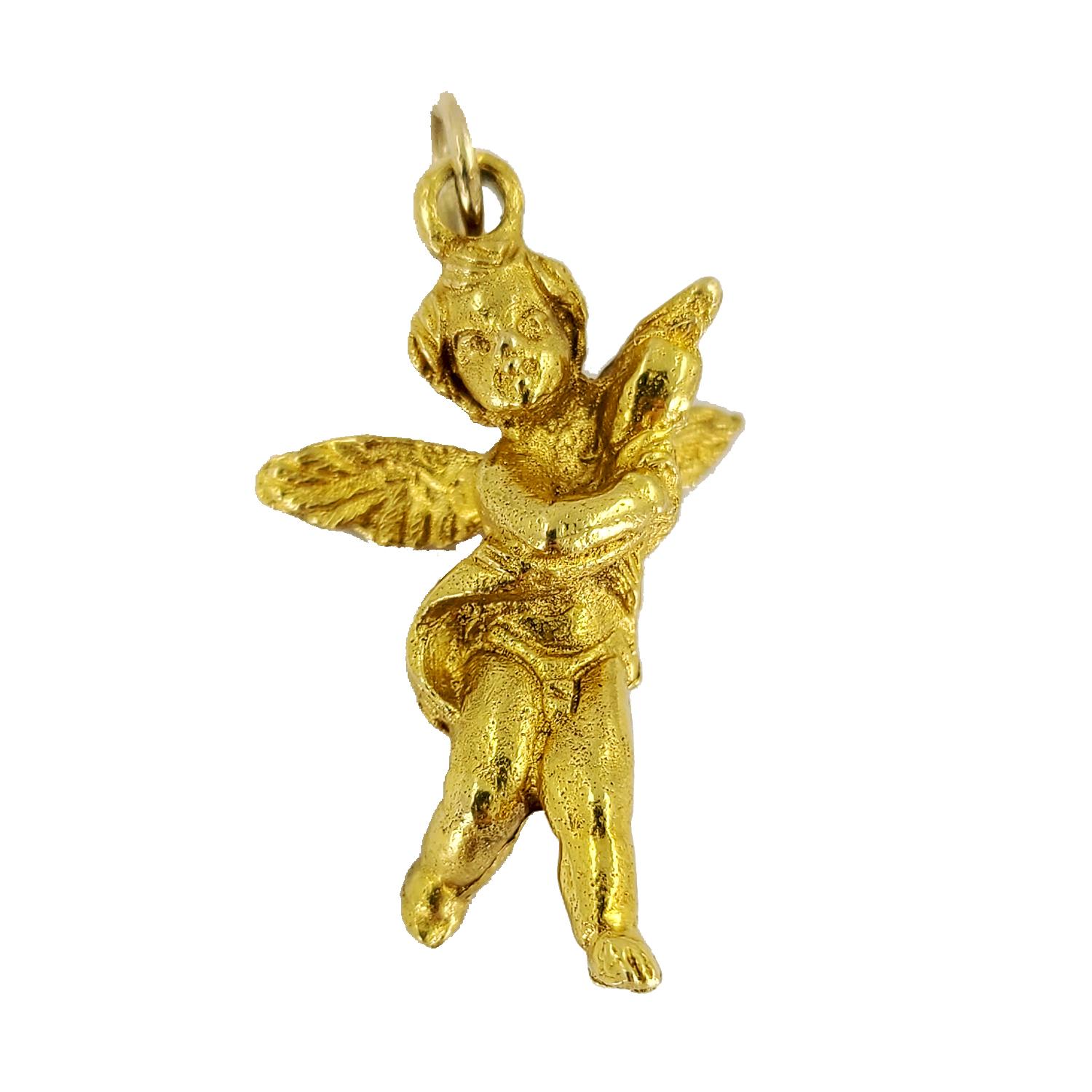 Yellow Gold Cherub Charm Pendant In Good Condition In Coral Gables, FL