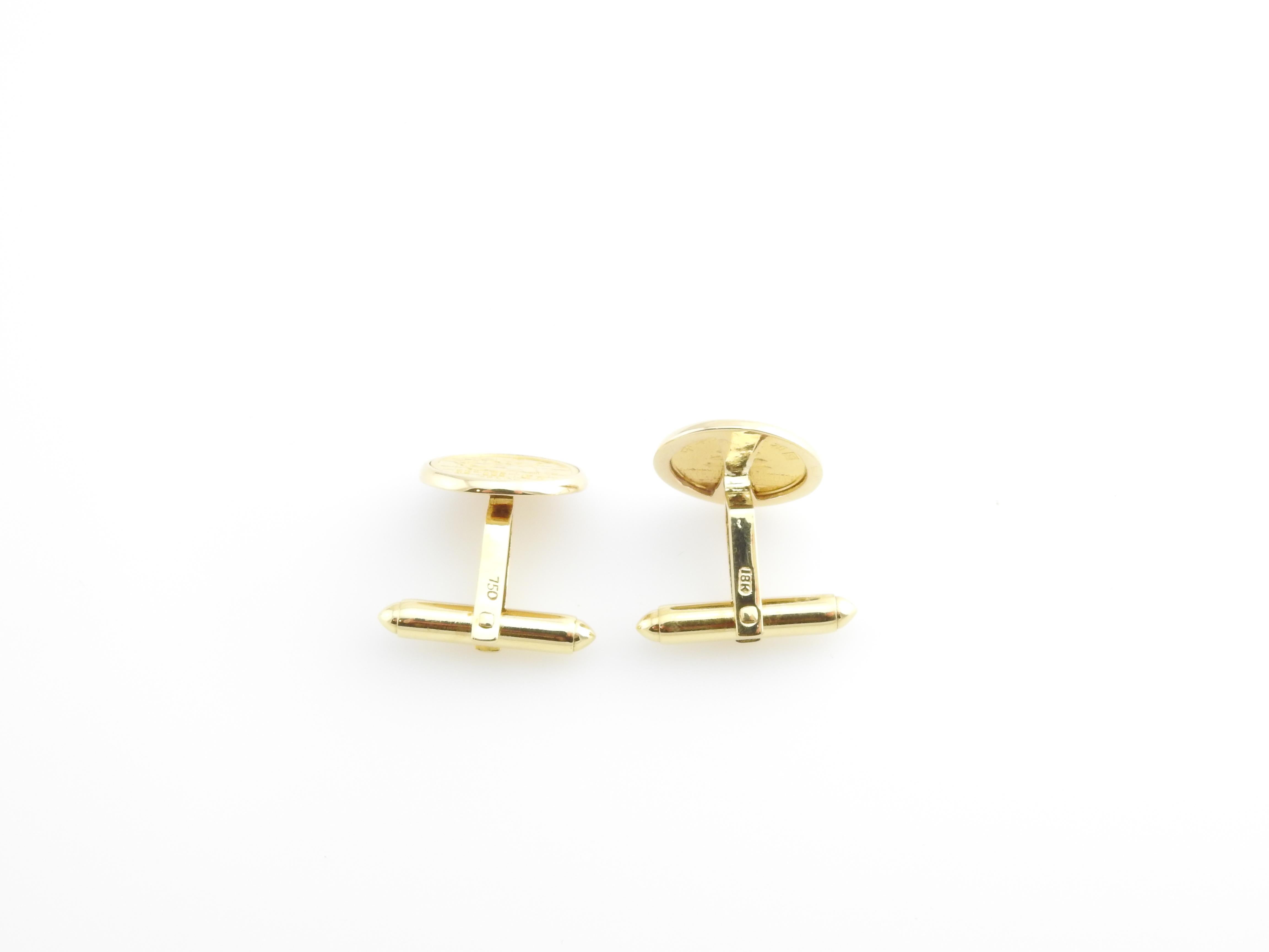 Men's 18 Karat Yellow Gold Chinese Coin Cufflinks