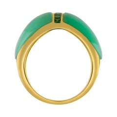18 Karat Yellow Gold, Chrysophase and Tsavorite Garnet Art Deco Style Ring