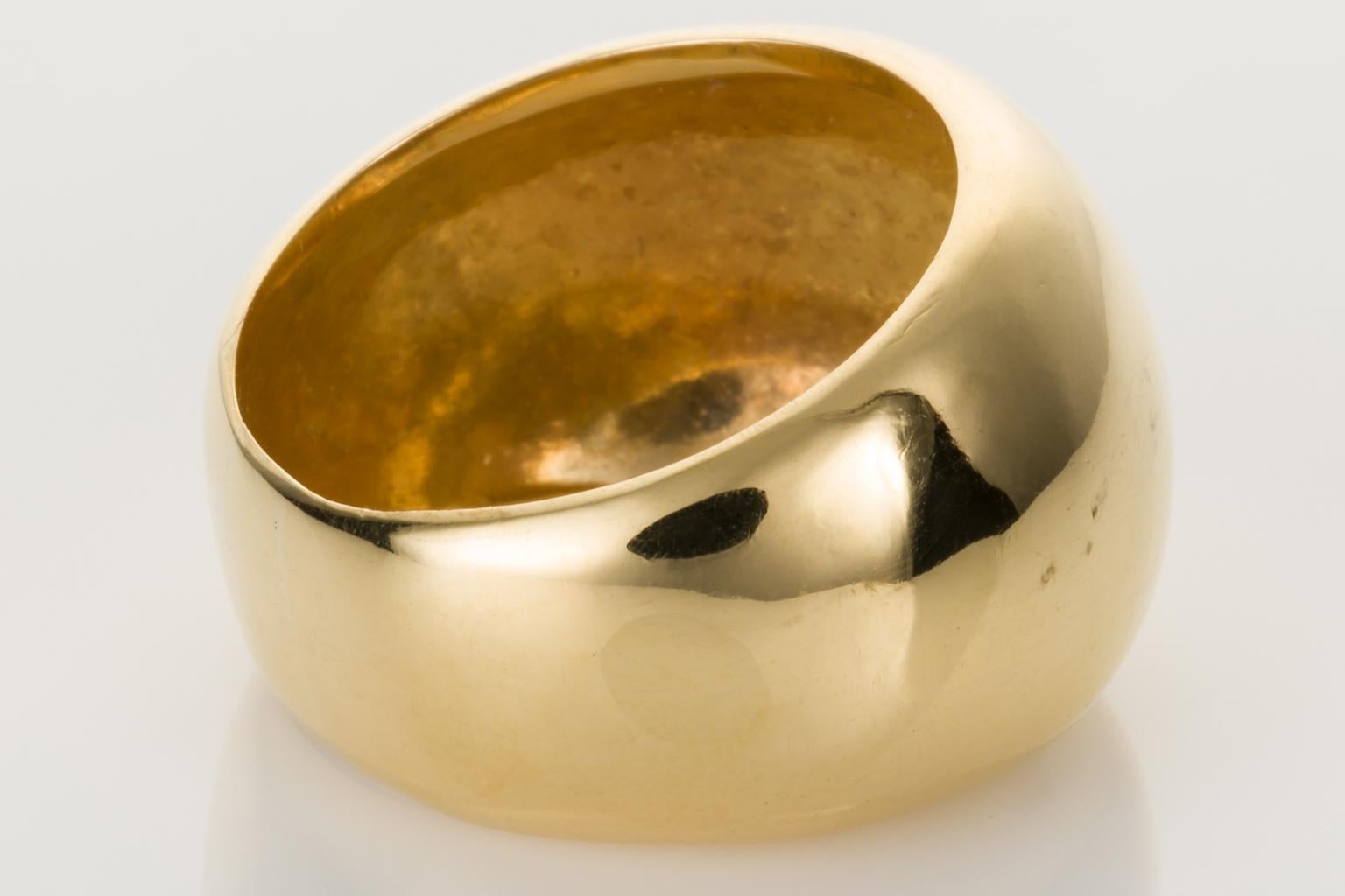 Contemporary 18 Karat Yellow Gold Cigar Band Ring For Sale