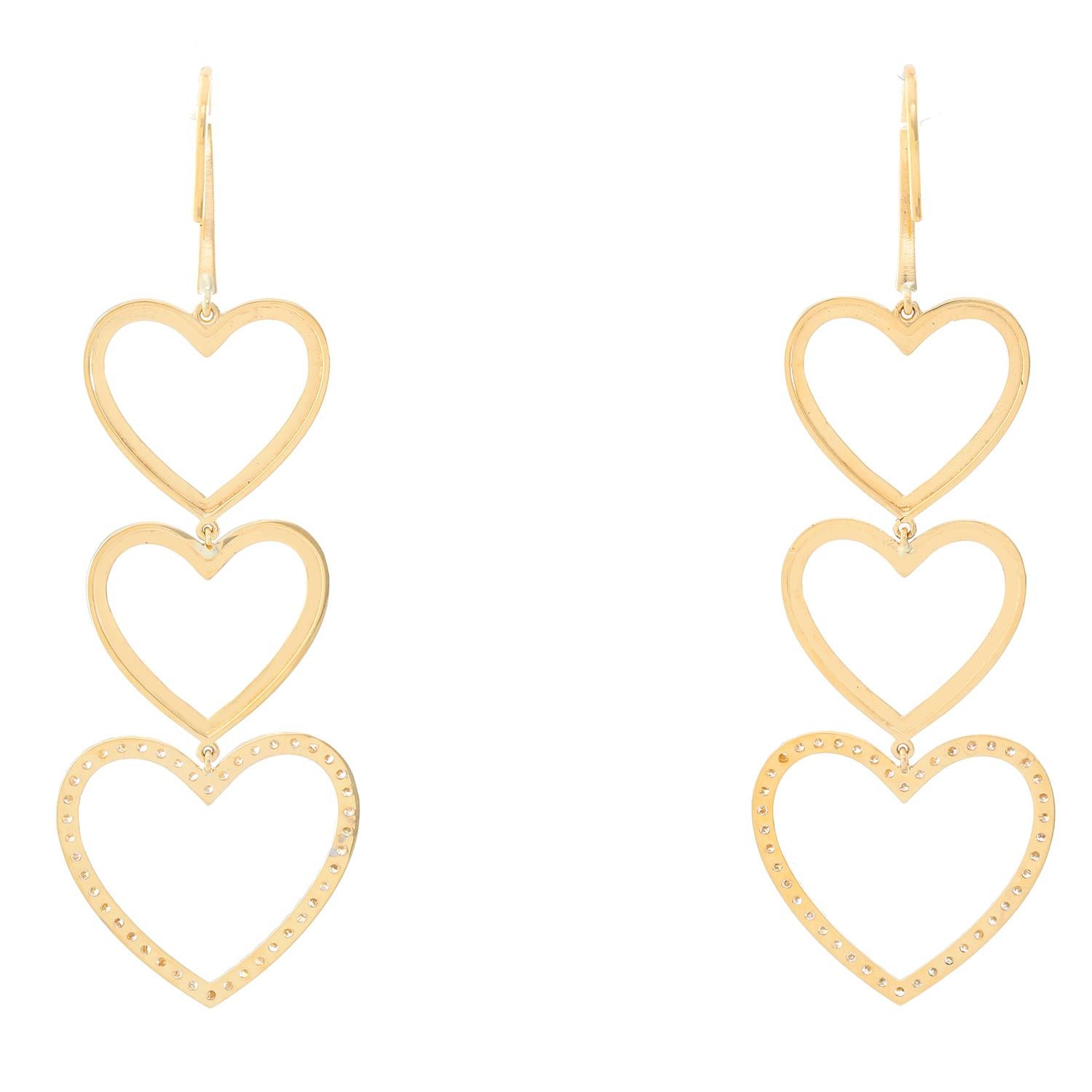 Pendants d'oreilles en or jaune 18 carats et diamants en forme de cercle Neuf - En vente à Dallas, TX