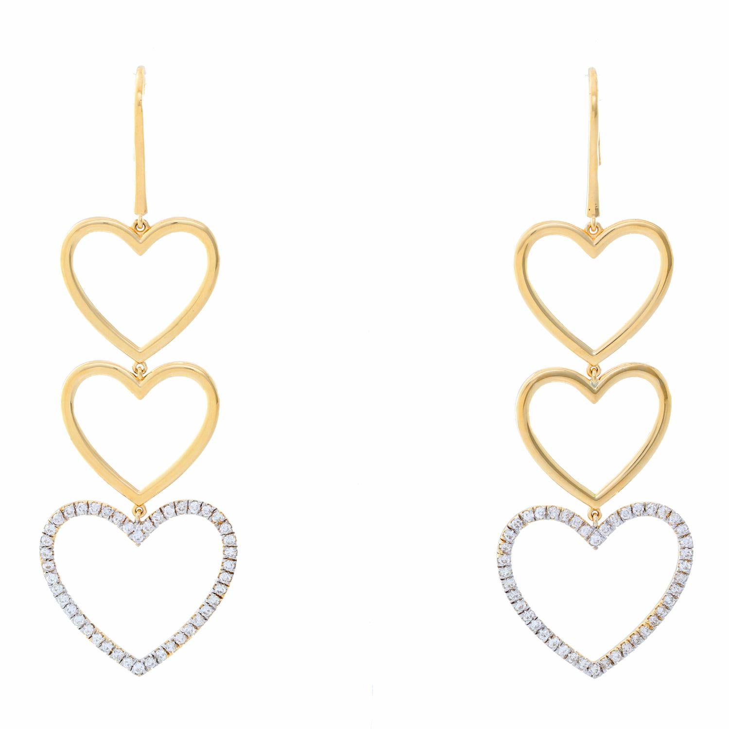Pendants d'oreilles en or jaune 18 carats et diamants en forme de cercle Pour femmes en vente