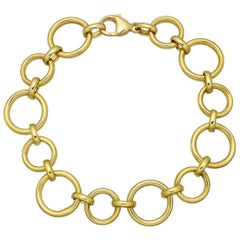 18 Karat Yellow Gold Circle Link Bracelet