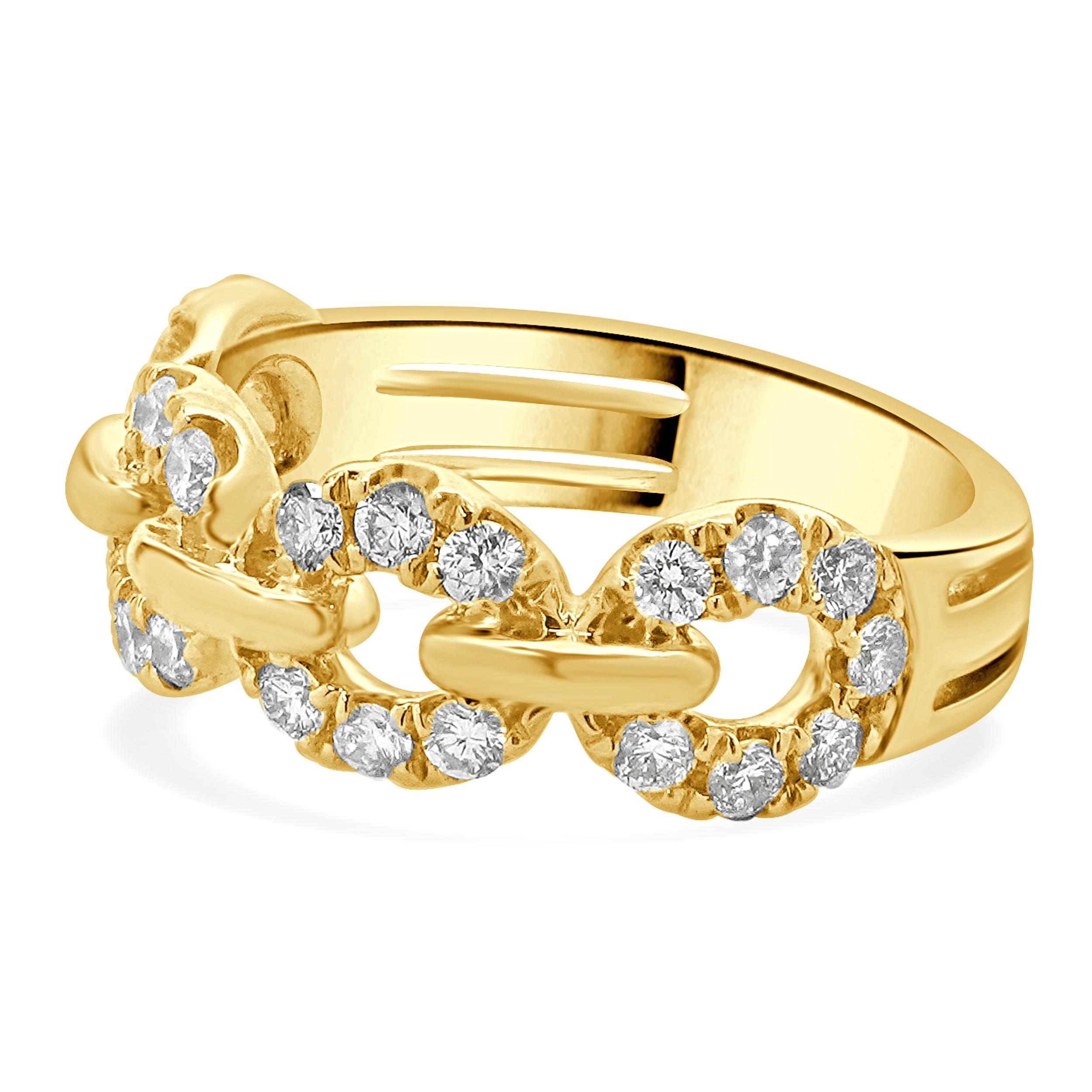 Round Cut 18 Karat Yellow Gold Circle Link Diamond Band For Sale