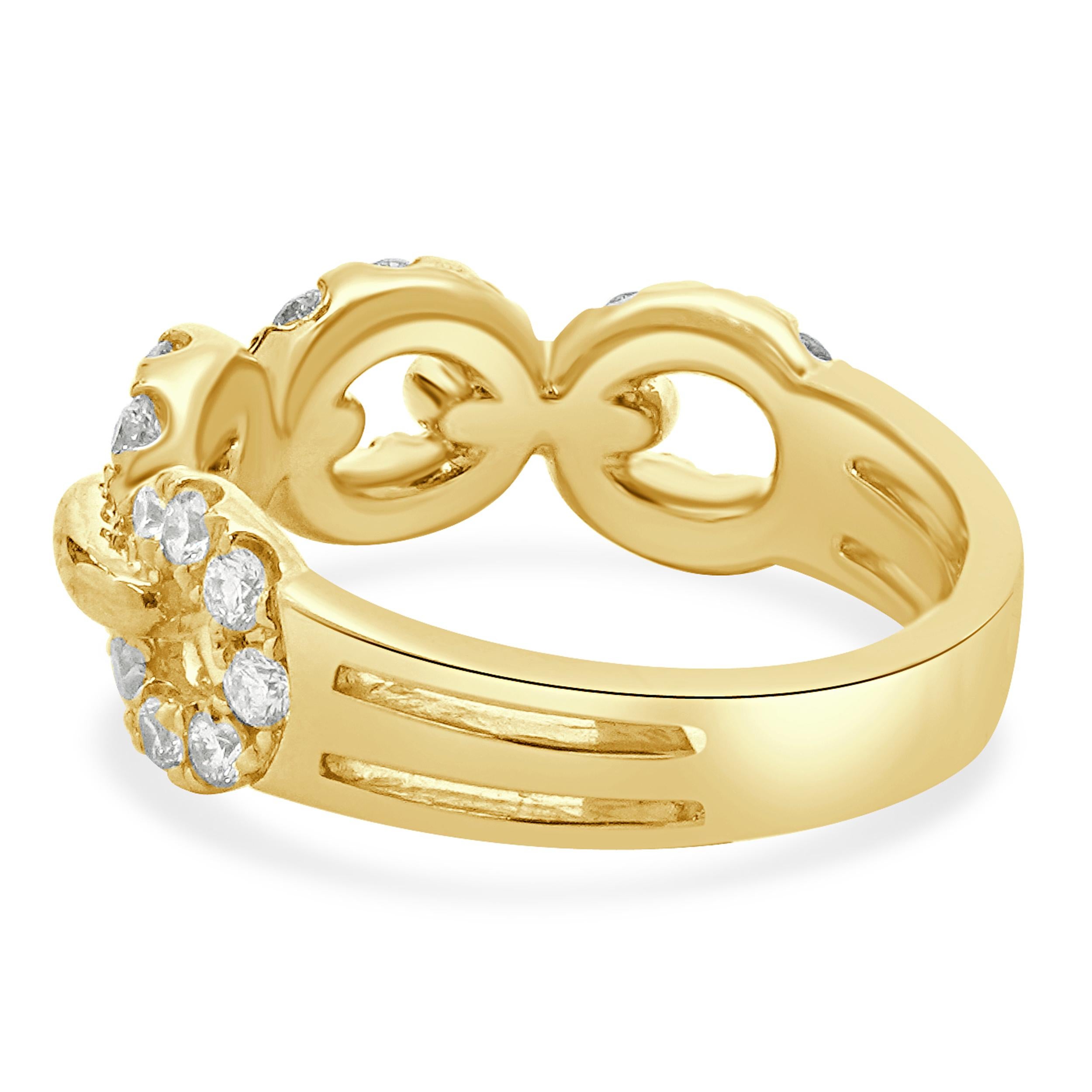 18 Karat Yellow Gold Circle Link Diamond Band In Excellent Condition For Sale In Scottsdale, AZ