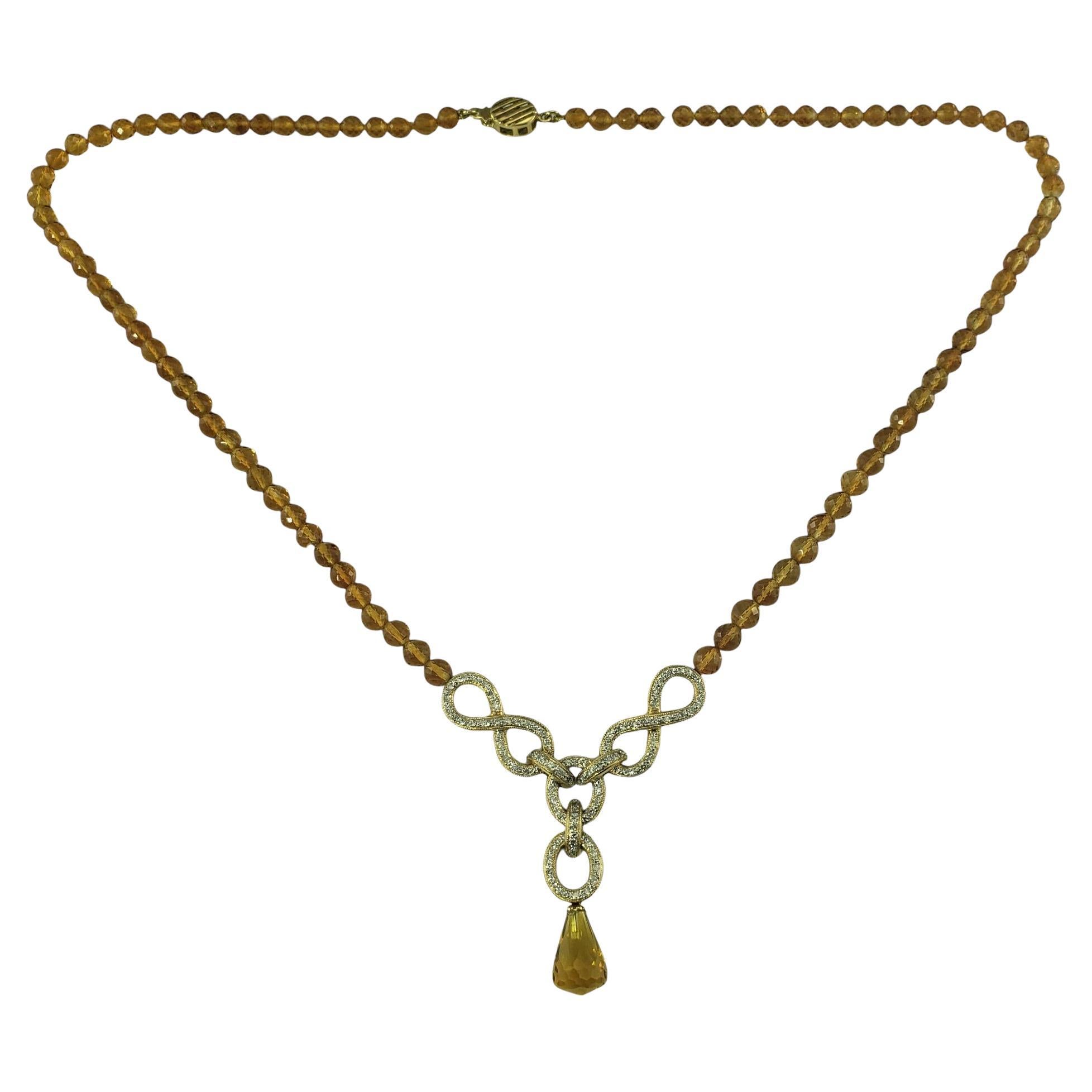 Collana a "Y" in oro giallo 18 carati con citrino e diamanti  #19498
