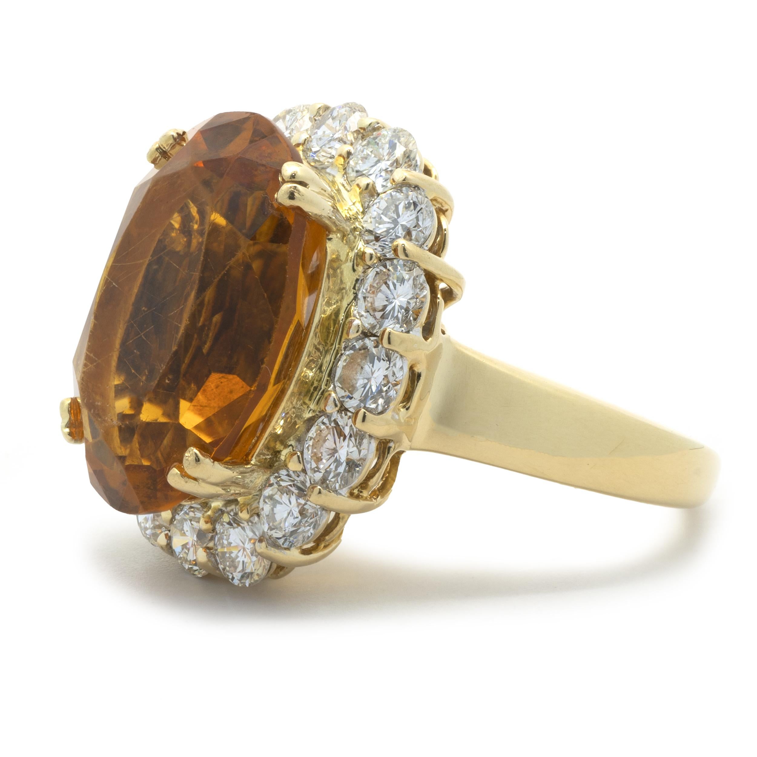 Oval Cut 18 Karat Yellow Gold Citrine and Diamond Ring For Sale