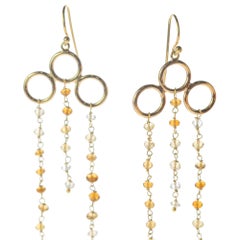 18 Karat Yellow Gold Citrine Beads Cascade Dangle Chandelier Modern Earrings