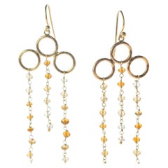 18 Karat Yellow Gold Citrine Beads Cascade Dangle Chandelier Modern Earrings