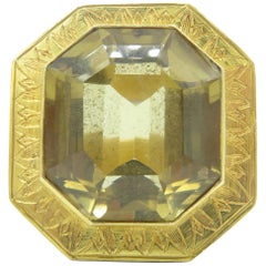 18 Karat Yellow Gold Citrine Bishops Ring