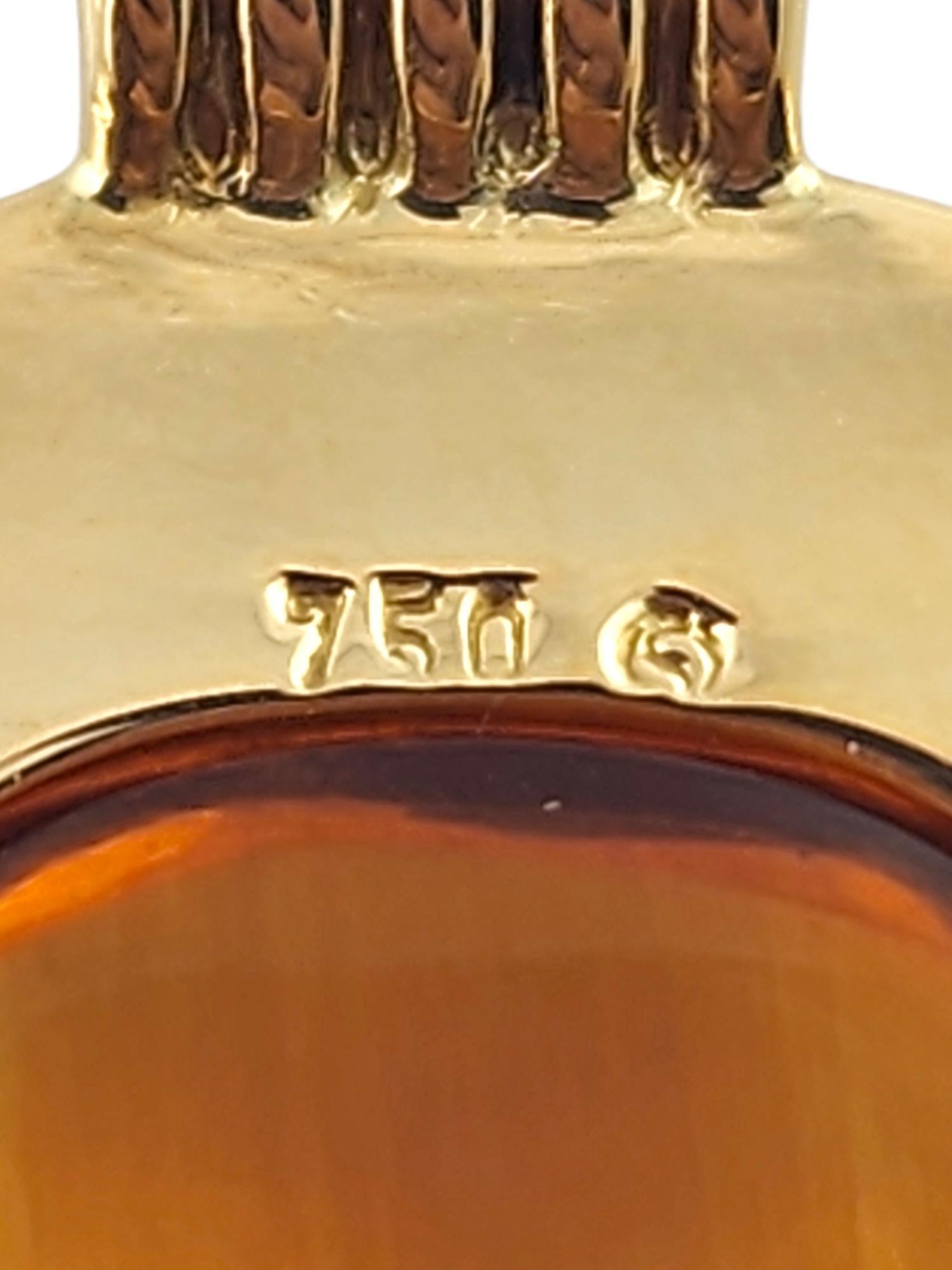 Pendentif en or jaune 18 carats avec citrine cabochon en forme de câble n°19034 Pour femmes en vente